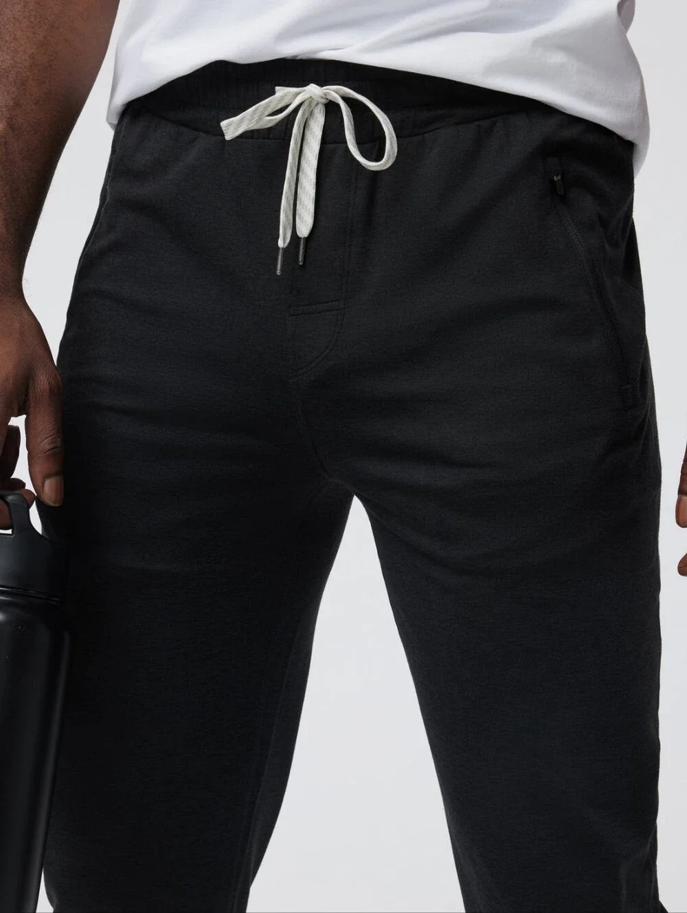 Vuori Black Men's Joggers with White Drawstring